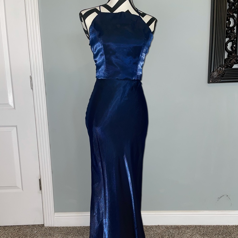 Faviana **2 piece Navy blue Shimmer Dress** - Picture 3 of 14
